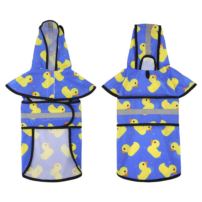 HDE Dog Raincoat Jacket Reflective Adjustable Hooded Pet Poncho Rain Coat with Leash Hole for Small to X-Large Dogs Rubber Ducks - L - Image 3